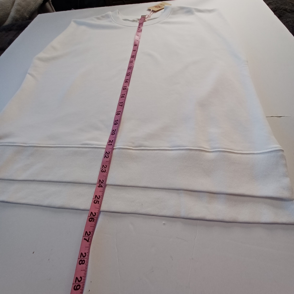 NEW Entro Sleeveless Tunic Sweatshirt Ivory Womens Sz Lg NWT - Picture 8 of 8